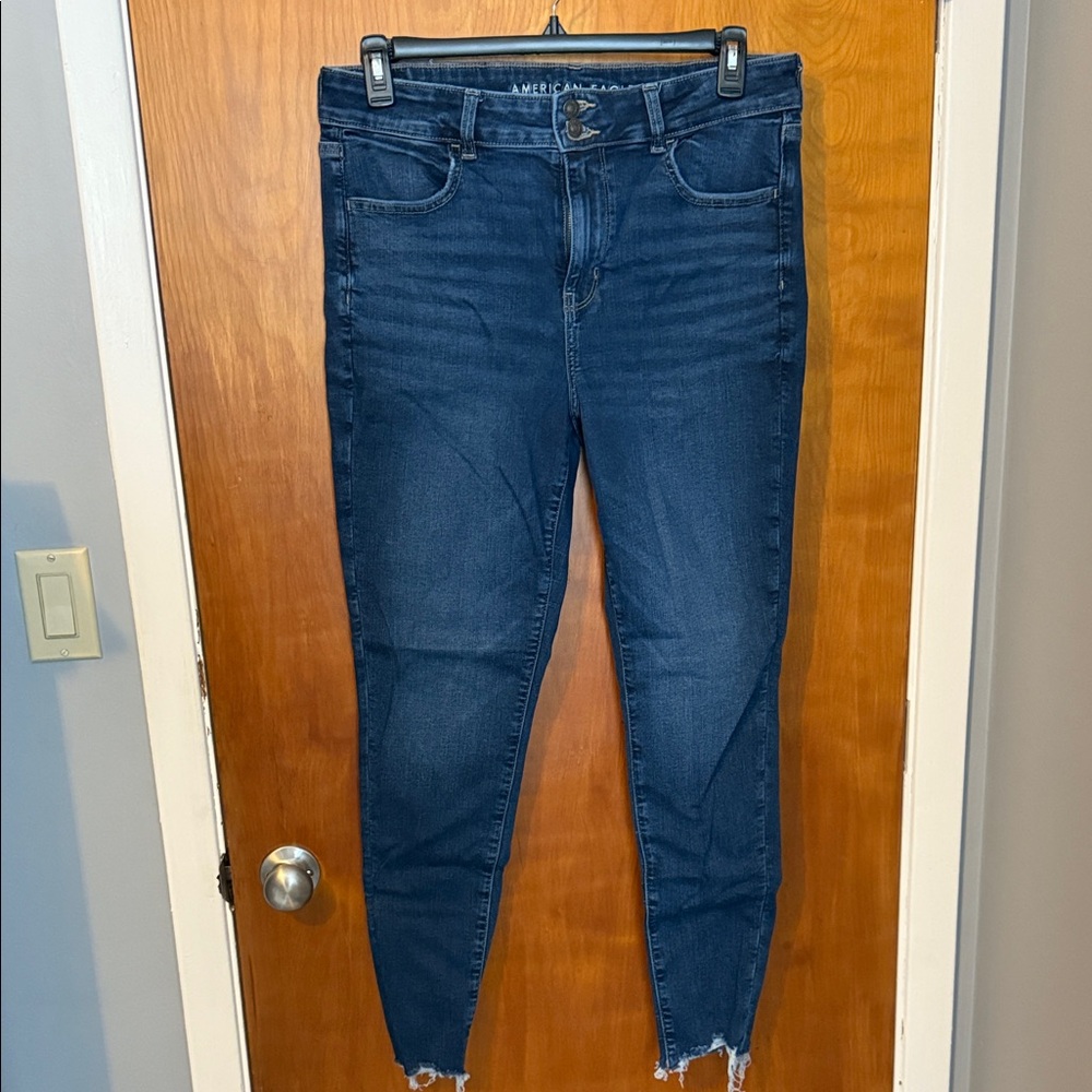 16 Long American Eagle Outfitters High Rise Jegging Blue Skinny Jeans